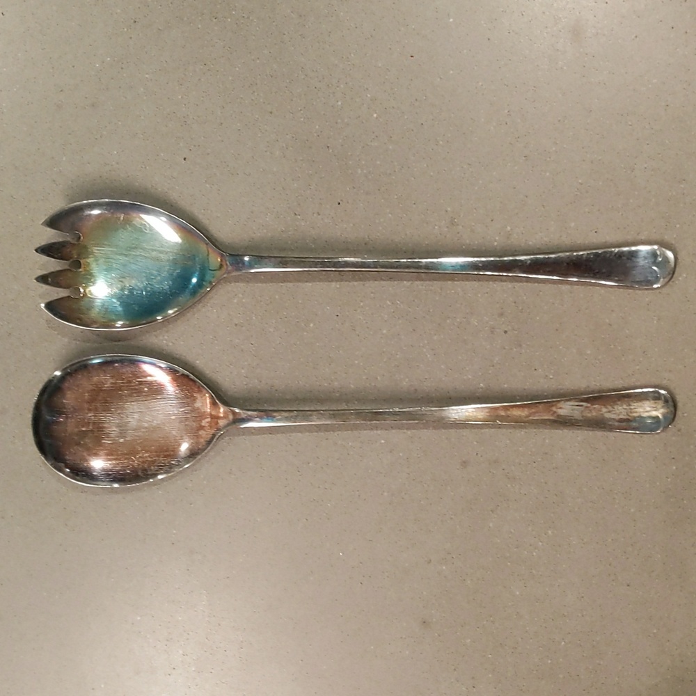 Vintage Sheffield England Salad Servers Serving Fork Spoon Set